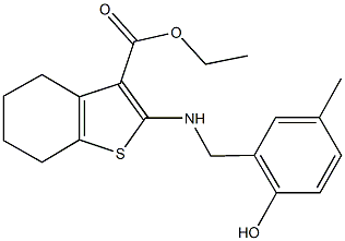 ethyl 2-[(2-hydroxy-5-methylbenzyl)amino]-4,5,6,7-tetrahydro-1-benzothiophene-3-carboxylate Struktur