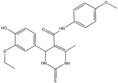 4-(3-ethoxy-4-hydroxyphenyl)-N-(4-methoxyphenyl)-6-methyl-2-thioxo-1,2,3,4-tetrahydropyrimidine-5-carboxamide Struktur