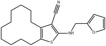 2-[(2-furylmethyl)amino]-4,5,6,7,8,9,10,11,12,13-decahydrocyclododeca[b]thiophene-3-carbonitrile Struktur