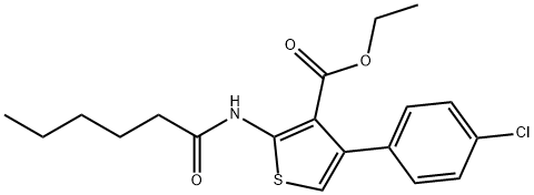 ethyl 4-(4-chlorophenyl)-2-(hexanoylamino)-3-thiophenecarboxylate Struktur