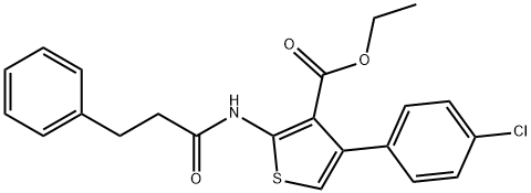 ethyl 4-(4-chlorophenyl)-2-[(3-phenylpropanoyl)amino]-3-thiophenecarboxylate Struktur