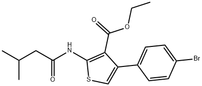 ethyl 4-(4-bromophenyl)-2-[(3-methylbutanoyl)amino]thiophene-3-carboxylate Struktur