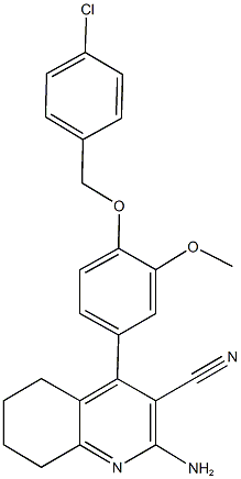 2-amino-4-{4-[(4-chlorobenzyl)oxy]-3-methoxyphenyl}-5,6,7,8-tetrahydro-3-quinolinecarbonitrile Struktur