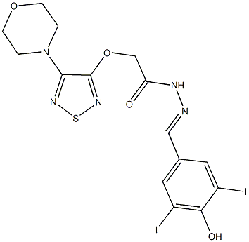 N'-(4-hydroxy-3,5-diiodobenzylidene)-2-{[4-(4-morpholinyl)-1,2,5-thiadiazol-3-yl]oxy}acetohydrazide Struktur