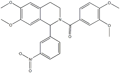 2-(3,4-dimethoxybenzoyl)-1-{3-nitrophenyl}-6,7-dimethoxy-1,2,3,4-tetrahydroisoquinoline Struktur