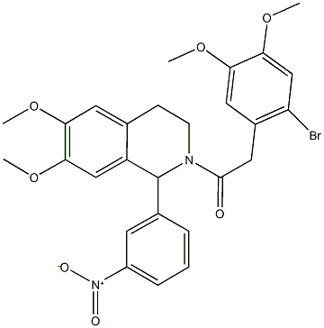 2-[(2-bromo-4,5-dimethoxyphenyl)acetyl]-1-{3-nitrophenyl}-6,7-dimethoxy-1,2,3,4-tetrahydroisoquinoline Struktur