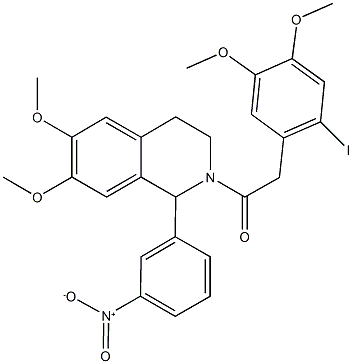 1-{3-nitrophenyl}-2-[(2-iodo-4,5-dimethoxyphenyl)acetyl]-6,7-dimethoxy-1,2,3,4-tetrahydroisoquinoline Struktur