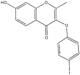 7-hydroxy-3-(4-iodophenoxy)-2-methyl-4H-chromen-4-one Struktur