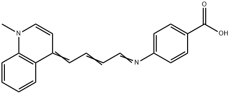 4-{[4-(1-methyl-4(1H)-quinolinylidene)-2-butenylidene]amino}benzoic acid Struktur