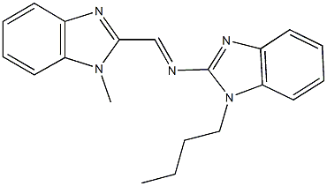 N-(1-butyl-1H-benzimidazol-2-yl)-N-[(1-methyl-1H-benzimidazol-2-yl)methylene]amine Struktur