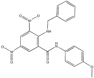 2-(benzylamino)-3,5-bisnitro-N-(4-methoxyphenyl)benzamide Struktur