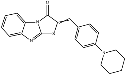 2-[4-(1-piperidinyl)benzylidene][1,3]thiazolo[3,2-a]benzimidazol-3(2H)-one Struktur