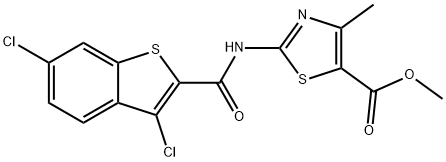 methyl 2-{[(3,6-dichloro-1-benzothien-2-yl)carbonyl]amino}-4-methyl-1,3-thiazole-5-carboxylate Struktur