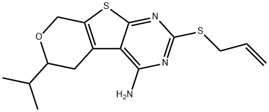 2-(allylsulfanyl)-6-isopropyl-5,8-dihydro-6H-pyrano[4',3':4,5]thieno[2,3-d]pyrimidin-4-amine Struktur