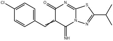 6-(4-chlorobenzylidene)-5-imino-2-isopropyl-5,6-dihydro-7H-[1,3,4]thiadiazolo[3,2-a]pyrimidin-7-one Struktur