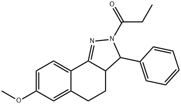 7-methoxy-3-phenyl-2-propionyl-3,3a,4,5-tetrahydro-2H-benzo[g]indazole Struktur