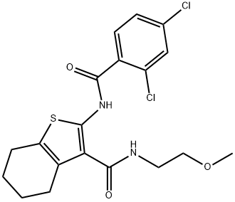 2-[(2,4-dichlorobenzoyl)amino]-N-(2-methoxyethyl)-4,5,6,7-tetrahydro-1-benzothiophene-3-carboxamide Struktur