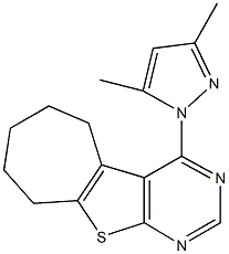 4-(3,5-dimethyl-1H-pyrazol-1-yl)-6,7,8,9-tetrahydro-5H-cyclohepta[4,5]thieno[2,3-d]pyrimidine Struktur