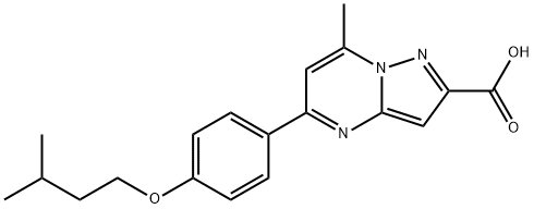 5-[4-(isopentyloxy)phenyl]-7-methylpyrazolo[1,5-a]pyrimidine-2-carboxylic acid Struktur