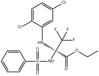 ethyl 2-(2,5-dichloroanilino)-3,3,3-trifluoro-2-[(phenylsulfonyl)amino]propanoate Struktur