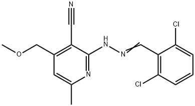 2-[2-(2,6-dichlorobenzylidene)hydrazino]-4-(methoxymethyl)-6-methylnicotinonitrile Struktur