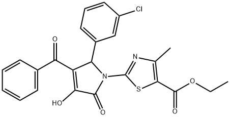 ethyl 2-[3-benzoyl-2-(3-chlorophenyl)-4-hydroxy-5-oxo-2,5-dihydro-1H-pyrrol-1-yl]-4-methyl-1,3-thiazole-5-carboxylate Struktur