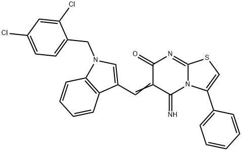 6-{[1-(2,4-dichlorobenzyl)-1H-indol-3-yl]methylene}-5-imino-3-phenyl-5,6-dihydro-7H-[1,3]thiazolo[3,2-a]pyrimidin-7-one Struktur