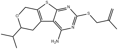 6-isopropyl-2-[(2-methyl-2-propenyl)sulfanyl]-5,8-dihydro-6H-pyrano[4',3':4,5]thieno[2,3-d]pyrimidin-4-amine Struktur