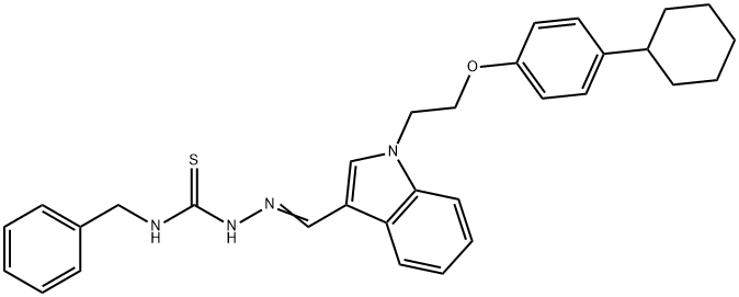 1-[2-(4-cyclohexylphenoxy)ethyl]-1H-indole-3-carbaldehyde N-benzylthiosemicarbazone Struktur