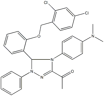 1-{5-{2-[(2,4-dichlorobenzyl)oxy]phenyl}-4-[4-(dimethylamino)phenyl]-1-phenyl-4,5-dihydro-1H-1,2,4-triazol-3-yl}ethanone Struktur