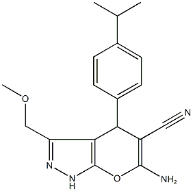 6-amino-4-(4-isopropylphenyl)-3-(methoxymethyl)-1,4-dihydropyrano[2,3-c]pyrazole-5-carbonitrile Struktur