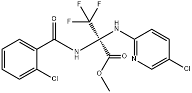 methyl 2-[(2-chlorobenzoyl)amino]-2-[(5-chloropyridin-2-yl)amino]-3,3,3-trifluoropropanoate Struktur