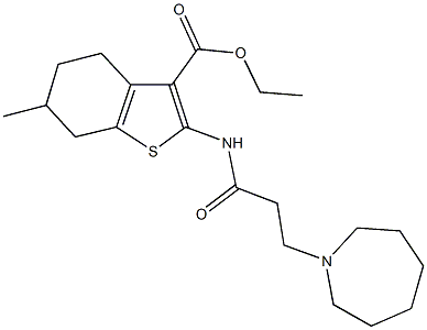 ethyl 2-{[3-(1-azepanyl)propanoyl]amino}-6-methyl-4,5,6,7-tetrahydro-1-benzothiophene-3-carboxylate Struktur