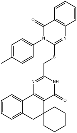 2-({[3-(4-methylphenyl)-4-oxo-3,4-dihydro-2-quinazolinyl]sulfanyl}methyl)-5,6-dihydrobenzo[h]quinazolin-4(3H)-one-5-spiro-1'-cyclohexane Struktur