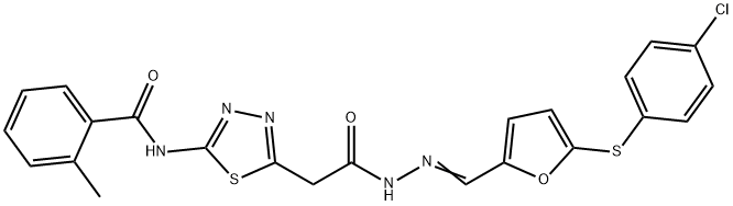 N-(5-{2-[2-({5-[(4-chlorophenyl)sulfanyl]-2-furyl}methylene)hydrazino]-2-oxoethyl}-1,3,4-thiadiazol-2-yl)-2-methylbenzamide Struktur