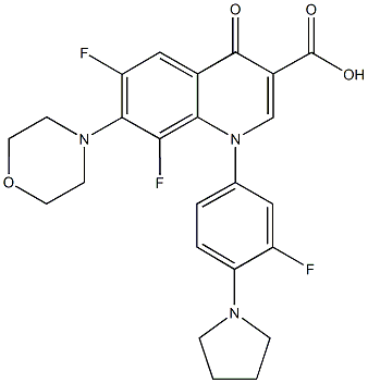 6,8-difluoro-1-[3-fluoro-4-(1-pyrrolidinyl)phenyl]-7-(4-morpholinyl)-4-oxo-1,4-dihydro-3-quinolinecarboxylic acid Struktur