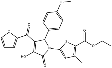 ethyl 2-[3-(2-furoyl)-4-hydroxy-2-(4-methoxyphenyl)-5-oxo-2,5-dihydro-1H-pyrrol-1-yl]-4-methyl-1,3-thiazole-5-carboxylate Struktur