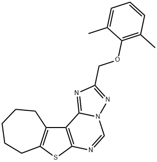 2-[(2,6-dimethylphenoxy)methyl]-9,10,11,12-tetrahydro-8H-cyclohepta[4,5]thieno[3,2-e][1,2,4]triazolo[1,5-c]pyrimidine Struktur