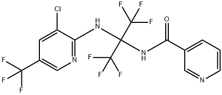 N-[1-{[3-chloro-5-(trifluoromethyl)-2-pyridinyl]amino}-2,2,2-trifluoro-1-(trifluoromethyl)ethyl]nicotinamide Struktur