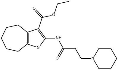 ethyl 2-[(3-piperidin-1-ylpropanoyl)amino]-5,6,7,8-tetrahydro-4H-cyclohepta[b]thiophene-3-carboxylate Struktur