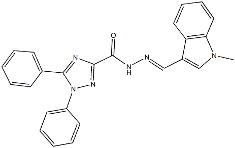 N'-[(1-methyl-1H-indol-3-yl)methylene]-1,5-diphenyl-1H-1,2,4-triazole-3-carbohydrazide Struktur