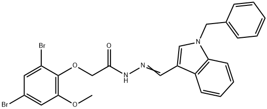 N'-[(1-benzyl-1H-indol-3-yl)methylene]-2-(2,4-dibromo-6-methoxyphenoxy)acetohydrazide Struktur