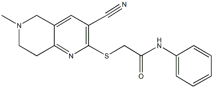 2-[(3-cyano-6-methyl-5,6,7,8-tetrahydro[1,6]naphthyridin-2-yl)sulfanyl]-N-phenylacetamide Struktur