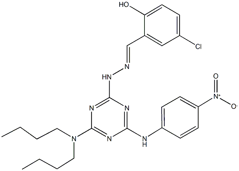 5-chloro-2-hydroxybenzaldehyde (4-(dibutylamino)-6-{4-nitroanilino}-1,3,5-triazin-2-yl)hydrazone Struktur