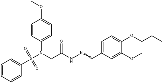 N-(4-methoxyphenyl)-N-{2-[2-(3-methoxy-4-propoxybenzylidene)hydrazino]-2-oxoethyl}benzenesulfonamide Struktur