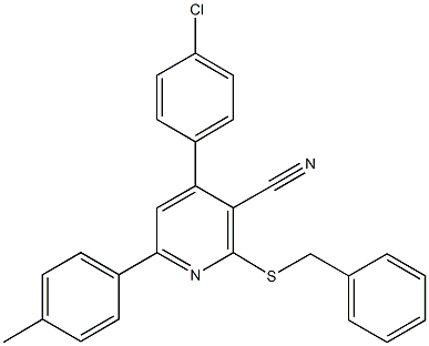 2-(benzylsulfanyl)-4-(4-chlorophenyl)-6-(4-methylphenyl)nicotinonitrile Struktur