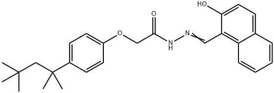 N'-[(2-hydroxy-1-naphthyl)methylene]-2-[4-(1,1,3,3-tetramethylbutyl)phenoxy]acetohydrazide Struktur