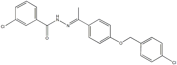 3-chloro-N'-(1-{4-[(4-chlorobenzyl)oxy]phenyl}ethylidene)benzohydrazide Struktur