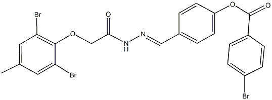 4-{2-[(2,6-dibromo-4-methylphenoxy)acetyl]carbohydrazonoyl}phenyl 4-bromobenzoate Struktur