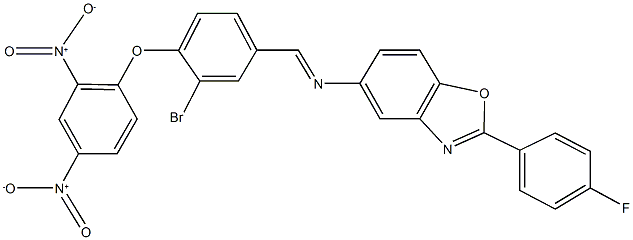 5-[(4-{2,4-bisnitrophenoxy}-3-bromobenzylidene)amino]-2-(4-fluorophenyl)-1,3-benzoxazole Struktur